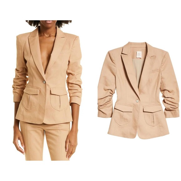cinq a sept Jackets & Blazers - CINQ À SEPT Louisa Ruched Sleeve Blazer Sz 6